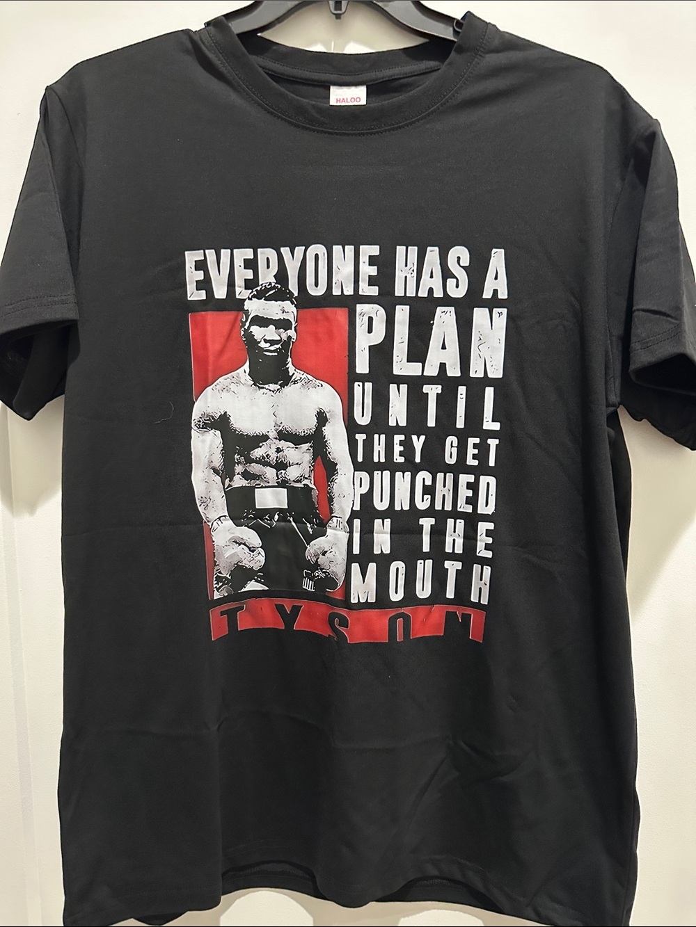 Mike Tyson Black Short-Sleeve Graphic Tee with White & Red Print